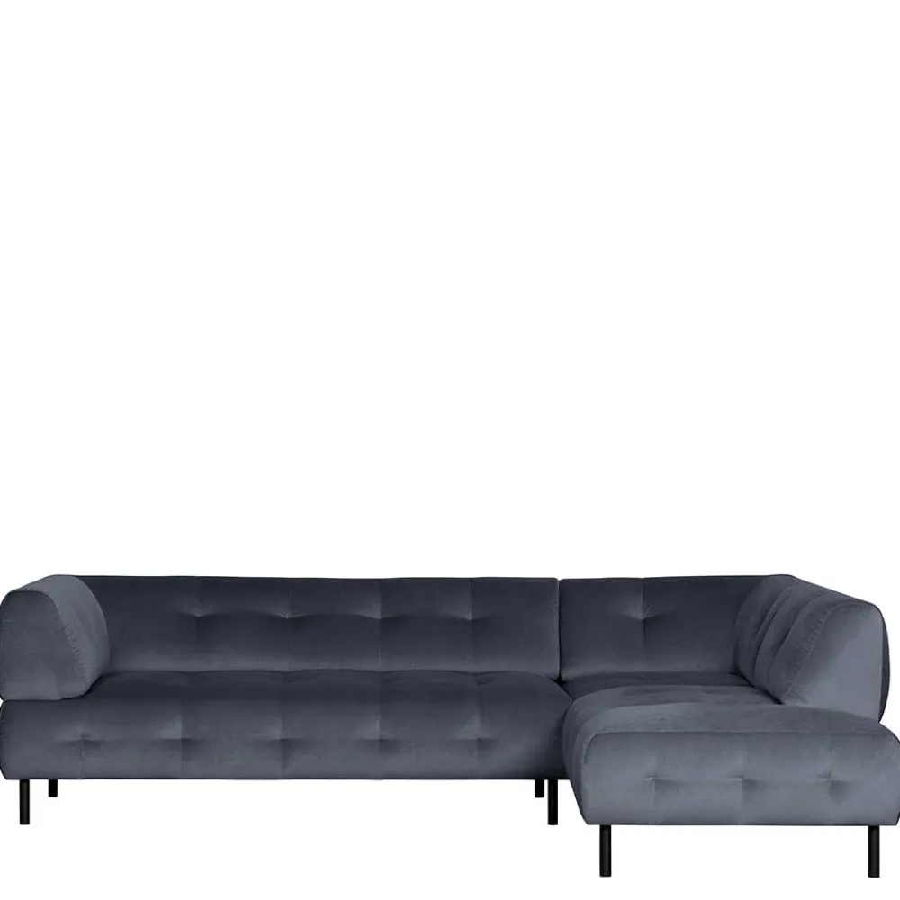Wohnen Sofas<Samt L-Sofa in Dunkelgrau - Roccoss
