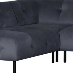Wohnen Sofas<Samt L-Sofa in Dunkelgrau - Roccoss