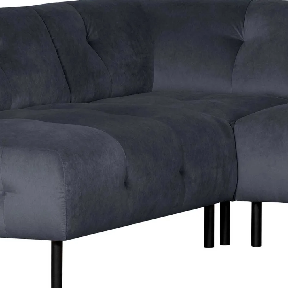 Wohnen Sofas<Samt L-Sofa in Dunkelgrau - Roccoss