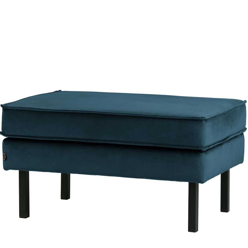 Wohnen Hocker<Samt Polsterhocker in Blau & Schwarz - Cumagon