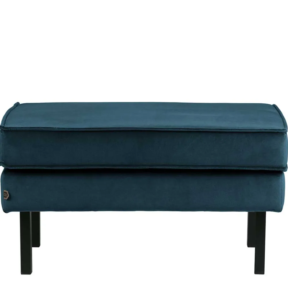 Wohnen Hocker<Samt Polsterhocker in Blau & Schwarz - Cumagon
