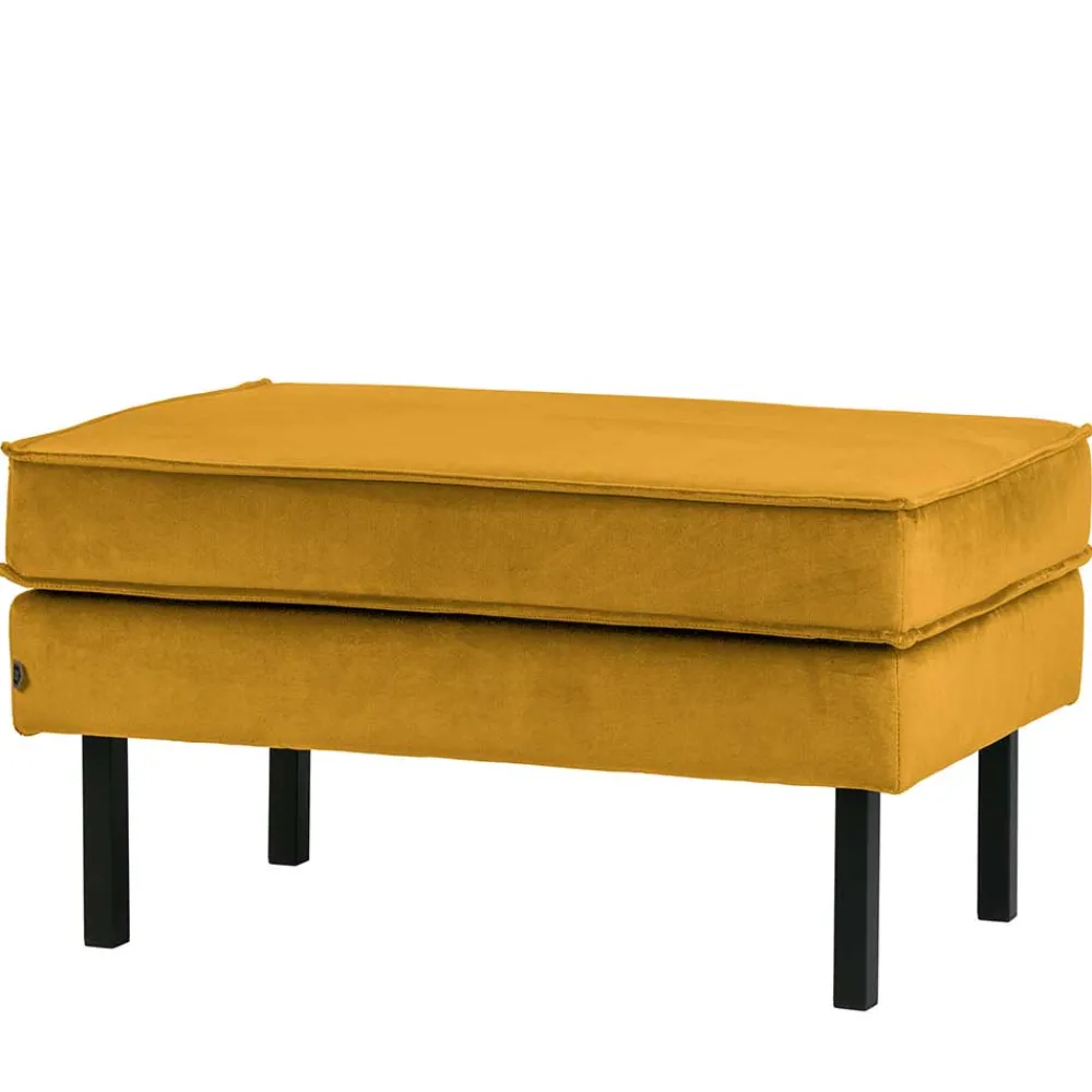 Wohnen Hocker<Samt Polsterhocker in Ocker Gelb - Nustra