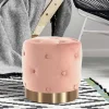 Wohnen Hocker<Samt Polsterhocker mit Knopf-Heftungen - Teamona