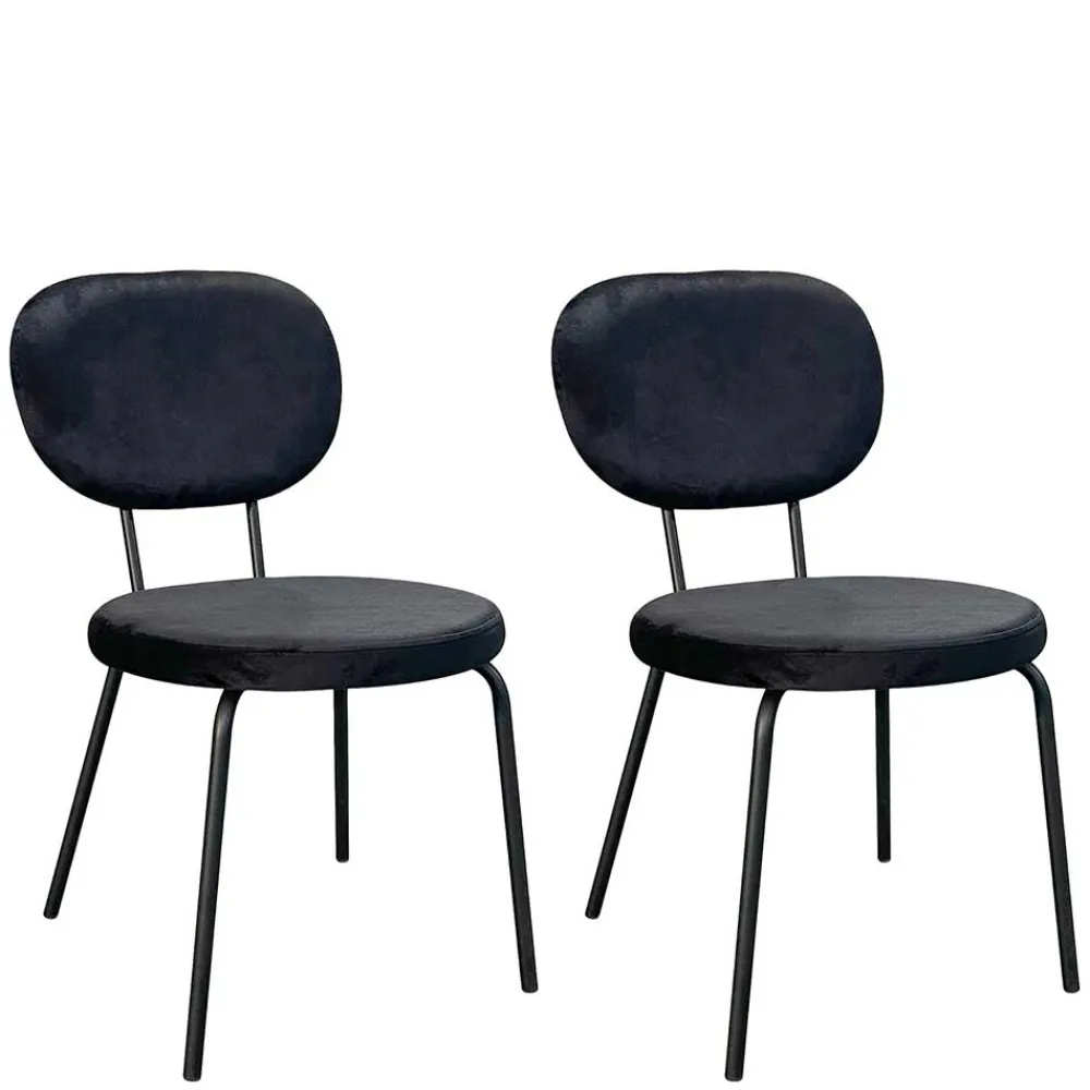 Wohnen Stühle<Samt Polsterstühle in Schwarz - Siao (2er Set)