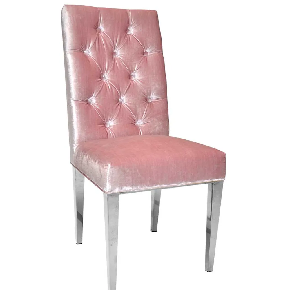 Wohnen Stühle<Samt Polsterstuhl in Rosa mit Edelstahl Gestell - Lucinda