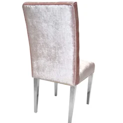 Wohnen Stühle<Samt Polsterstuhl in Rosa mit Edelstahl Gestell - Lucinda