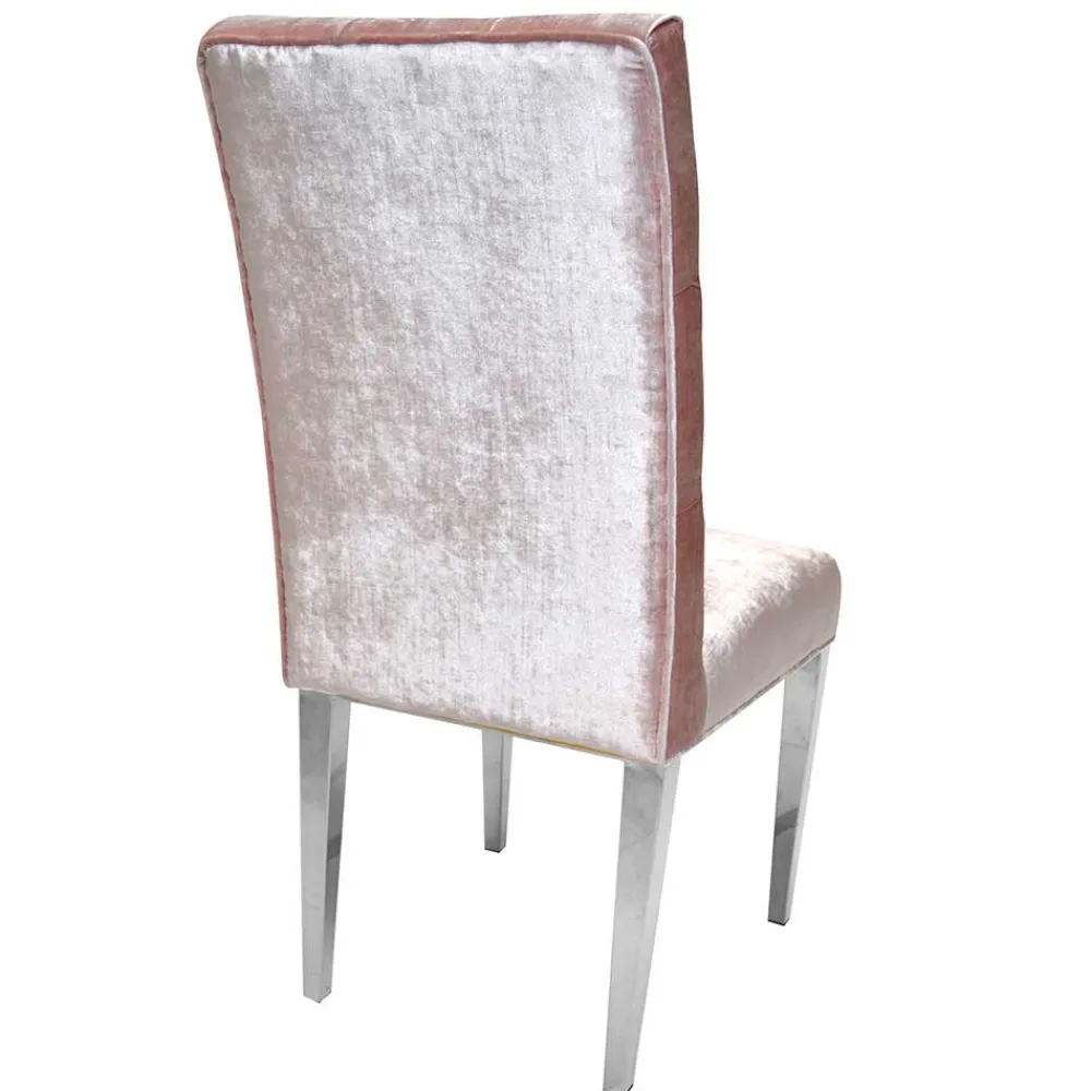 Wohnen Stühle<Samt Polsterstuhl in Rosa mit Edelstahl Gestell - Lucinda