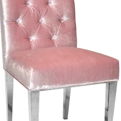 Wohnen Stühle<Samt Polsterstuhl in Rosa mit Edelstahl Gestell - Lucinda