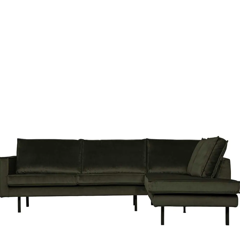 Wohnen Sofas<Samt Retrocouch in Dunkelgrün Samt - Kurtisma