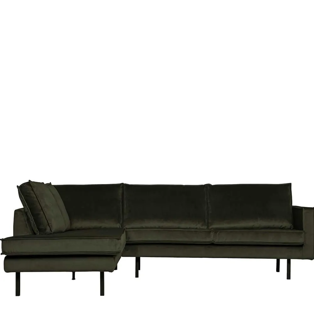 Wohnen Sofas<Samt Retrocouch in Dunkelgrün Samt - Kurtisma