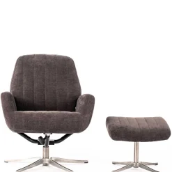 Wohnen Sessel<Samt Retrosessel mit Fußhocker - Gilianoa (zweiteilig)