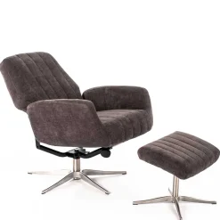 Wohnen Sessel<Samt Retrosessel mit Fußhocker - Gilianoa (zweiteilig)