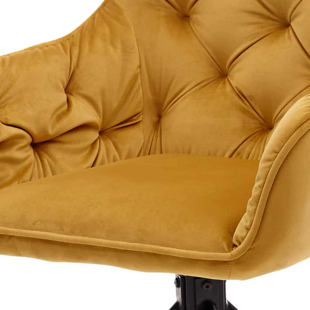 Wohnen Stühle<Samt Tischsessel in Gold mit Schwarz - Viradio (2er Set)