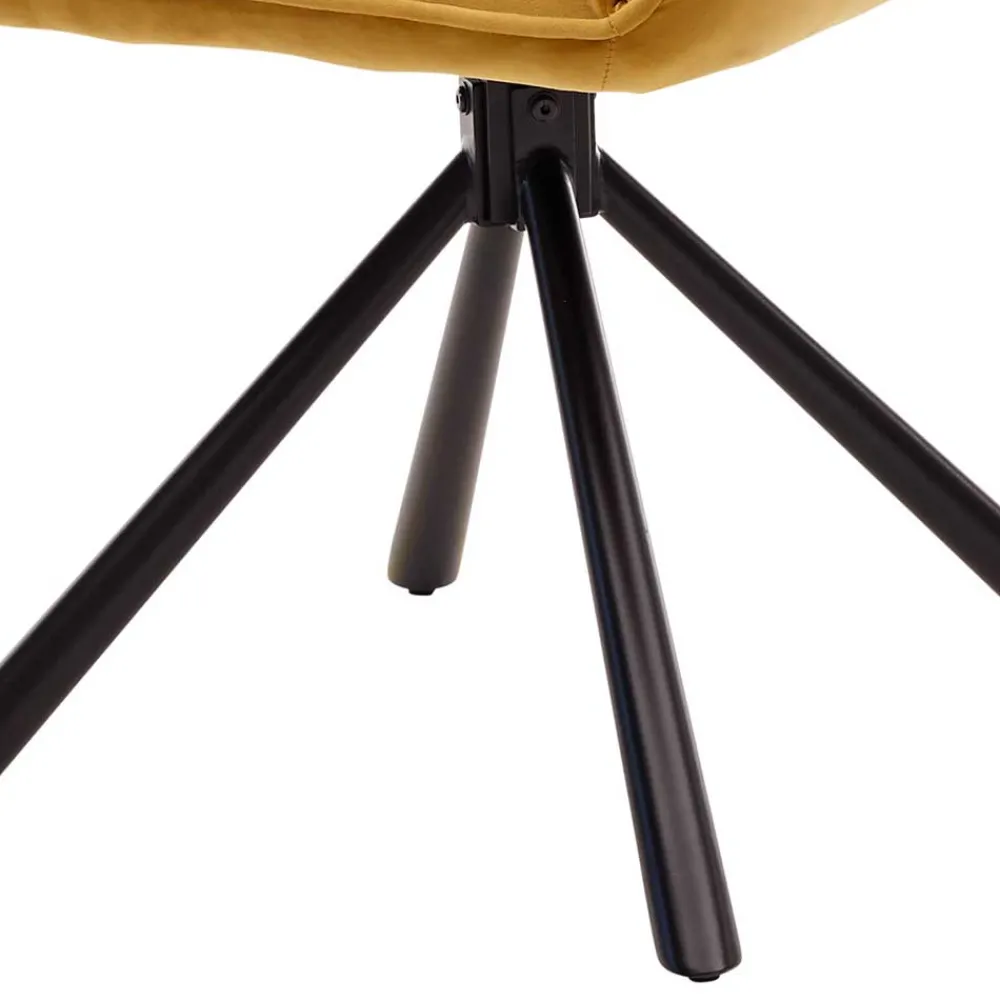 Wohnen Stühle<Samt Tischsessel in Gold mit Schwarz - Viradio (2er Set)