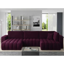 Wohnen Sofas<Samt U-Couch in Dunkelrot - Viersitzer - Lakes