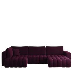 Wohnen Sofas<Samt U-Couch in Dunkelrot - Viersitzer - Lakes