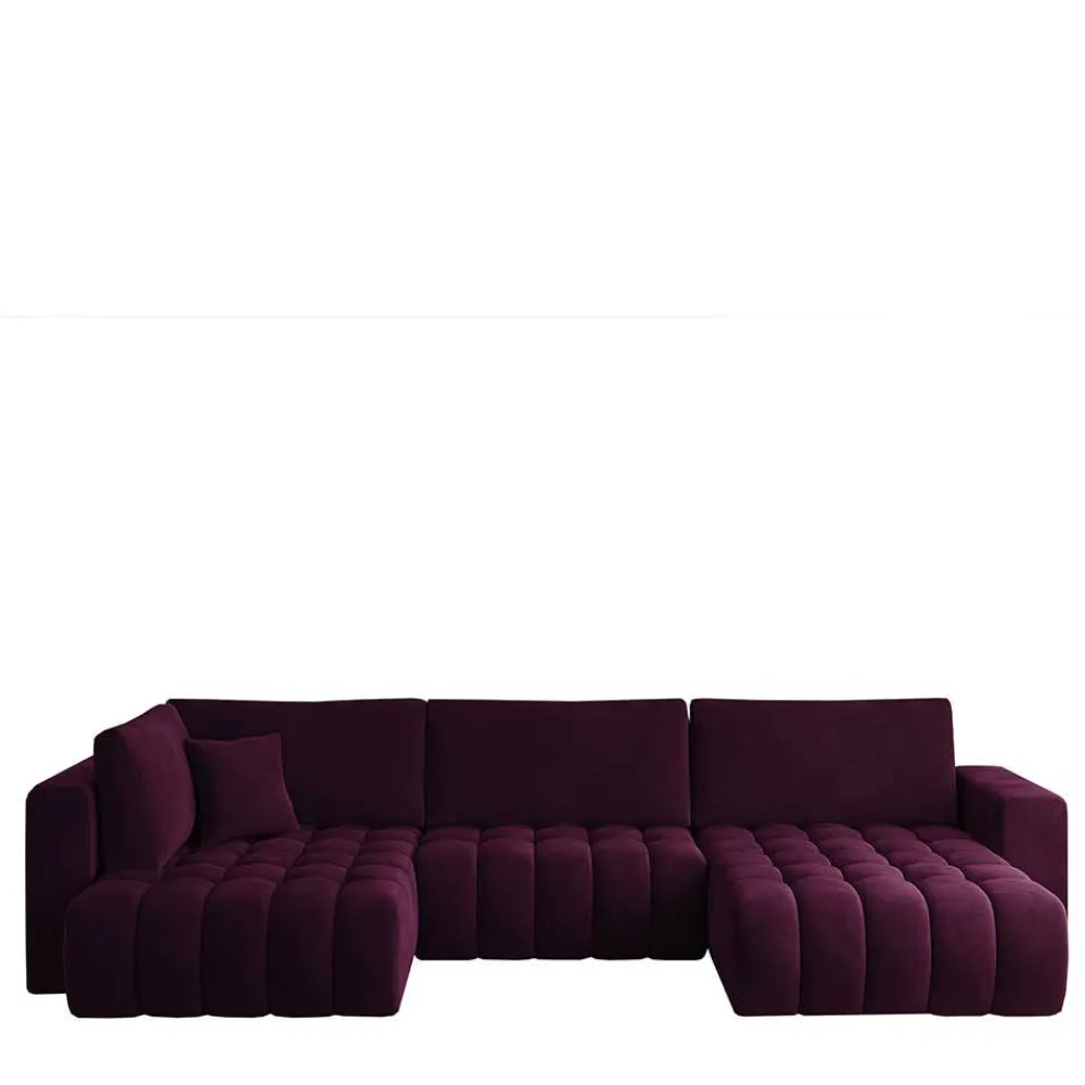 Wohnen Sofas<Samt U-Couch in Dunkelrot - Viersitzer - Lakes