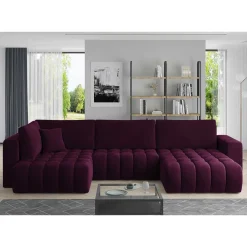 Wohnen Sofas<Samt U-Couch in Dunkelrot - Viersitzer - Lakes