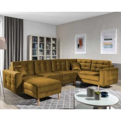 Wohnen Sofas<Samt U-Sofa in Senfgelb - Janluca
