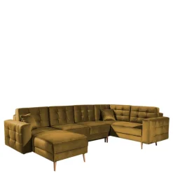 Wohnen Sofas<Samt U-Sofa in Senfgelb - Janluca