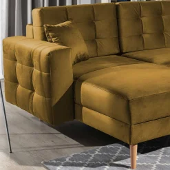 Wohnen Sofas<Samt U-Sofa in Senfgelb - Janluca