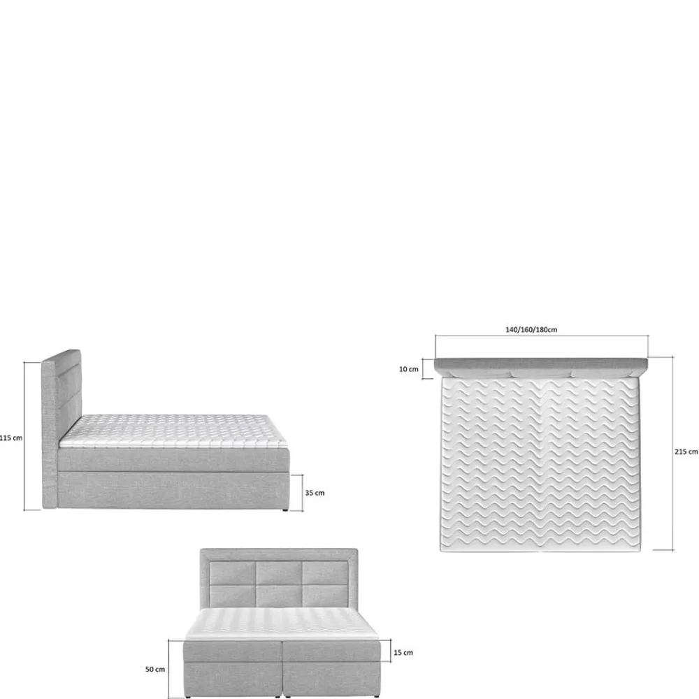Wohnen Betten<Samt-Boxbett in Dunkelblau - Kean