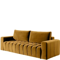 Wohnen Sofas<Samtcouch mit Schlaffunktion in Senfgelb - Eraldo
