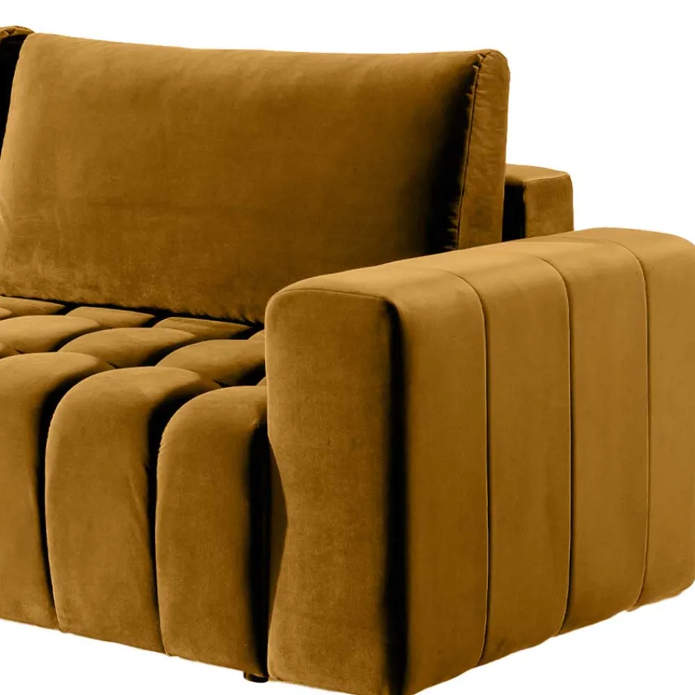 Wohnen Sofas<Samtcouch mit Schlaffunktion in Senfgelb - Eraldo