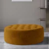 Wohnen Hocker<Samt-Polsterhocker in Senfgelb - Baixon