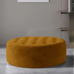 Wohnen Hocker<Samt-Polsterhocker in Senfgelb - Baixon