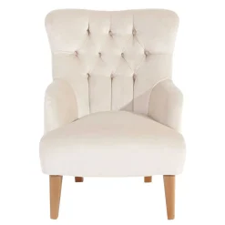 Wohnen Sessel<Samtsessel mit Ohren in Creme - Iceline