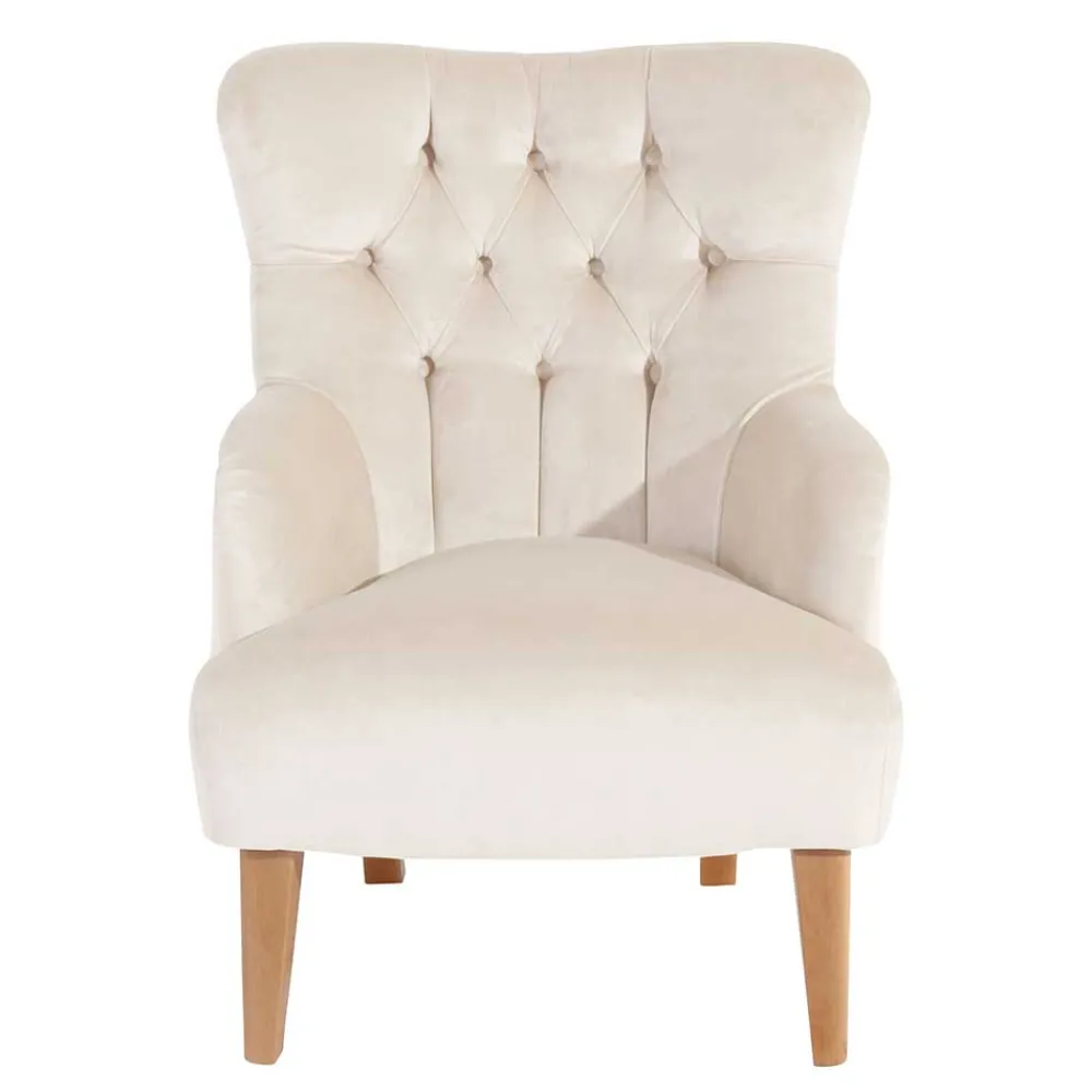 Wohnen Sessel<Samtsessel mit Ohren in Creme - Iceline