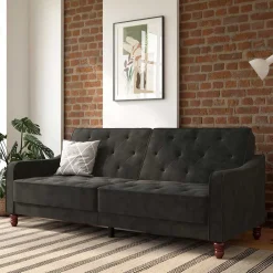 Wohnen Sofas<Samtsofa mit Bettfunktion in Dunkelgrau - Rubanina