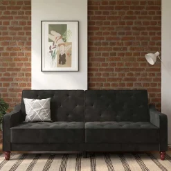 Wohnen Sofas<Samtsofa mit Bettfunktion in Dunkelgrau - Rubanina