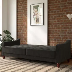 Wohnen Sofas<Samtsofa mit Bettfunktion in Dunkelgrau - Rubanina
