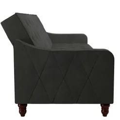 Wohnen Sofas<Samtsofa mit Bettfunktion in Dunkelgrau - Rubanina