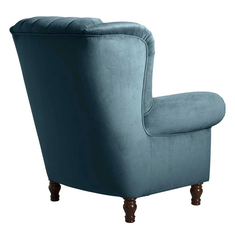 Wohnen Sessel<Samtvelours Chesterfield-Polstersessel in Petrol - Varescan