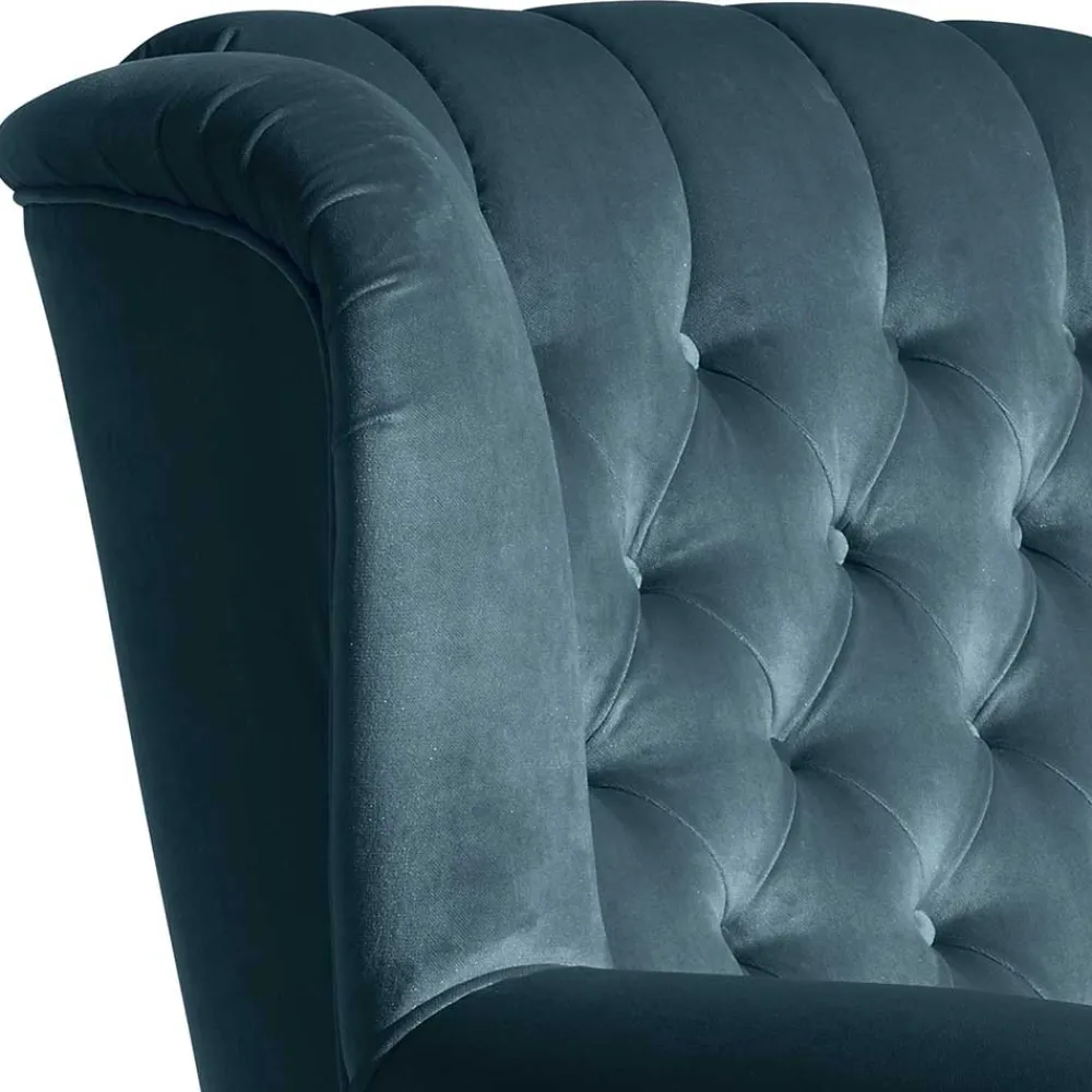 Wohnen Sessel<Samtvelours Chesterfield-Polstersessel in Petrol - Varescan