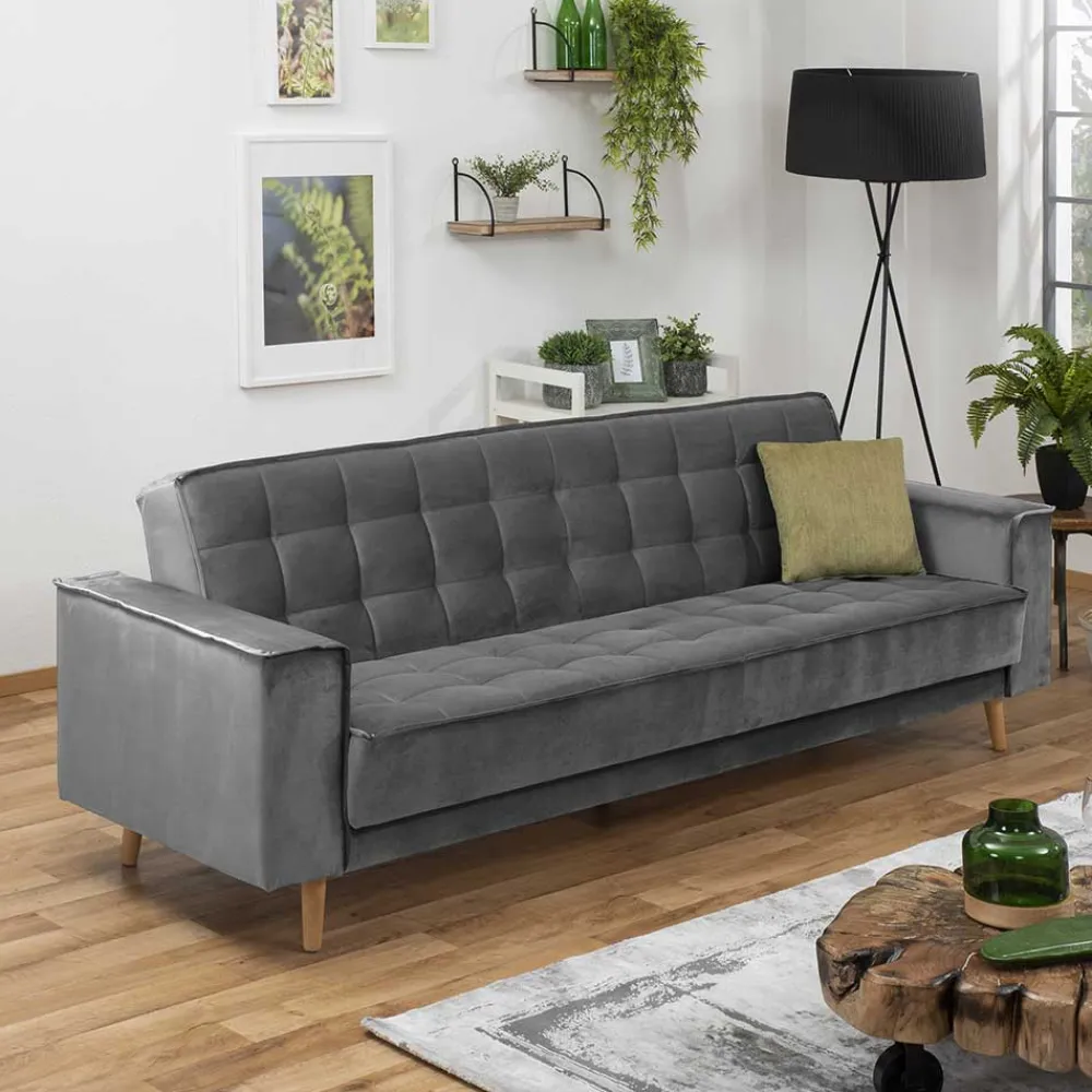 Wohnen Betten|Sofas<Samtvelours Federkerncouch mit Bettfunktion - Vlacoma