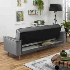 Wohnen Betten|Sofas<Samtvelours Federkerncouch mit Bettfunktion - Vlacoma