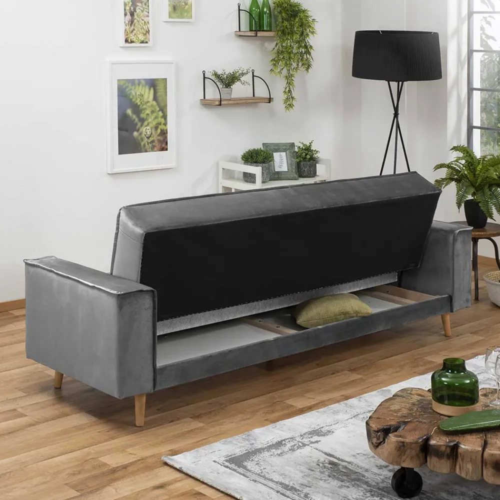 Wohnen Betten|Sofas<Samtvelours Federkerncouch mit Bettfunktion - Vlacoma