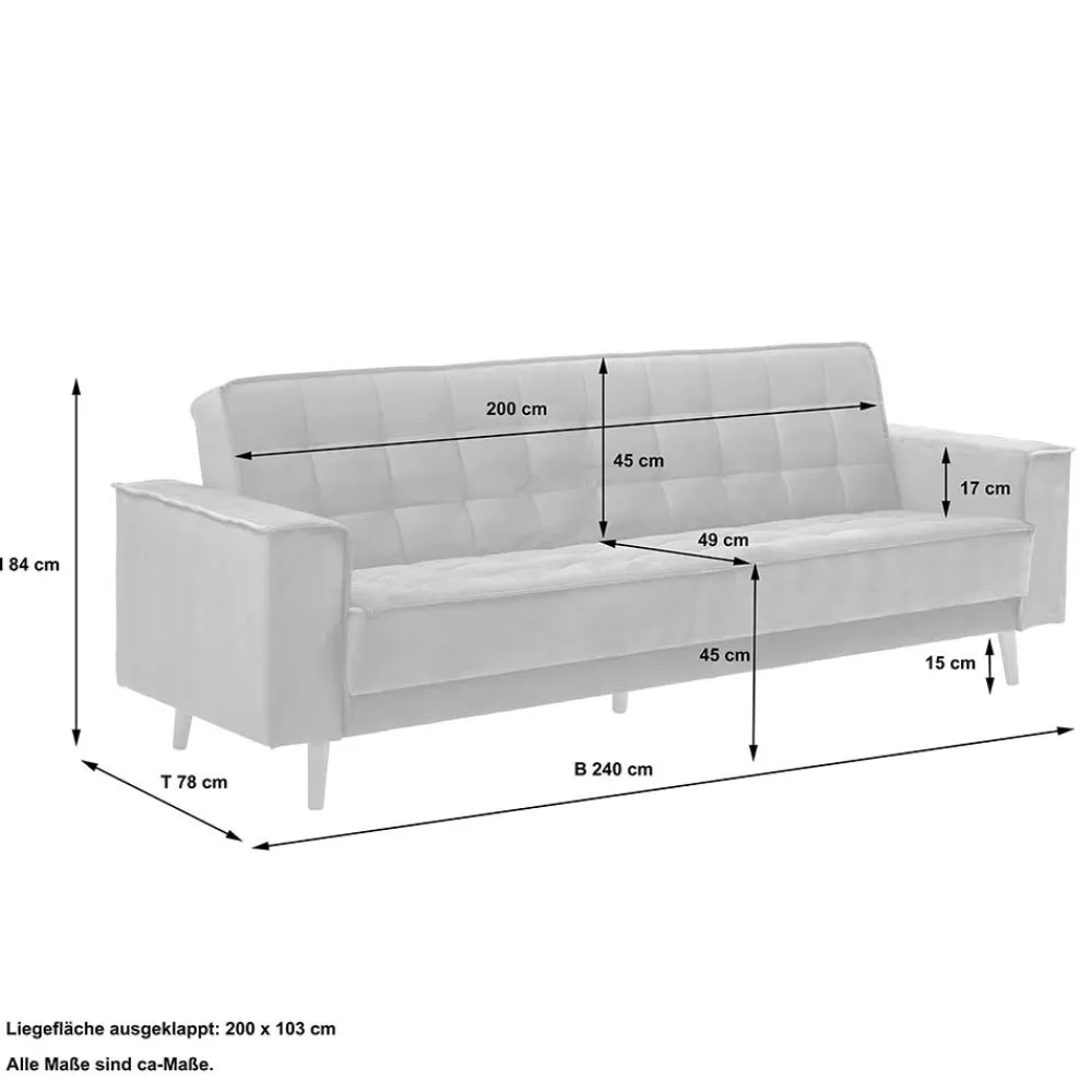 Wohnen Betten|Sofas<Samtvelours Federkerncouch mit Bettfunktion - Vlacoma