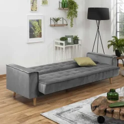 Wohnen Betten|Sofas<Samtvelours Federkerncouch mit Bettfunktion - Vlacoma