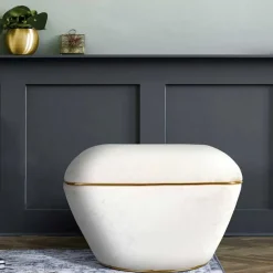 Wohnen Hocker<Samtvelours Hocker in Cremeweiß - Cedrom