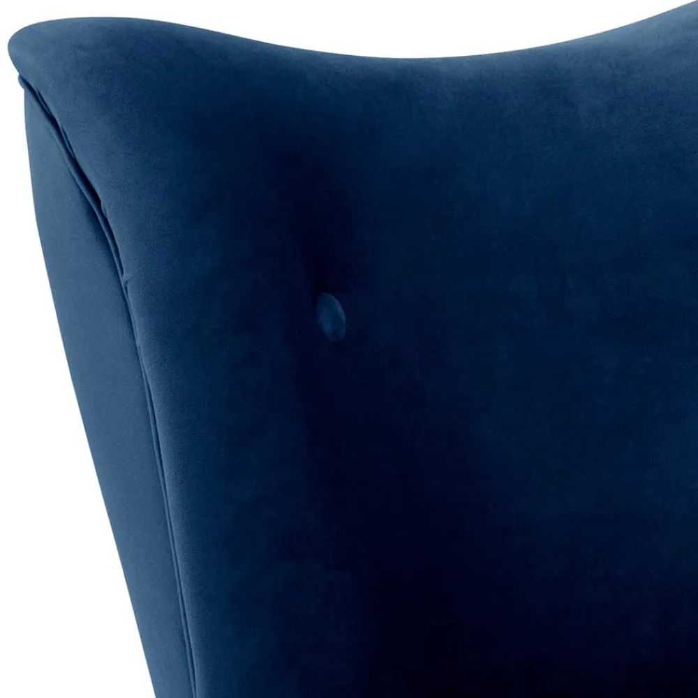 Wohnen Sessel<Samtvelours Sessel in Dunkelblau und Erle - Tazza