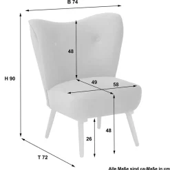 Wohnen Sessel<Samtvelours Sessel in Dunkelblau und Erle - Tazza