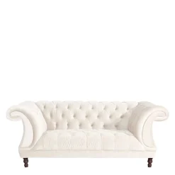 Wohnen Sofas<Samtvelours Wohnzimmer Zweisitzer in Creme - Leskan