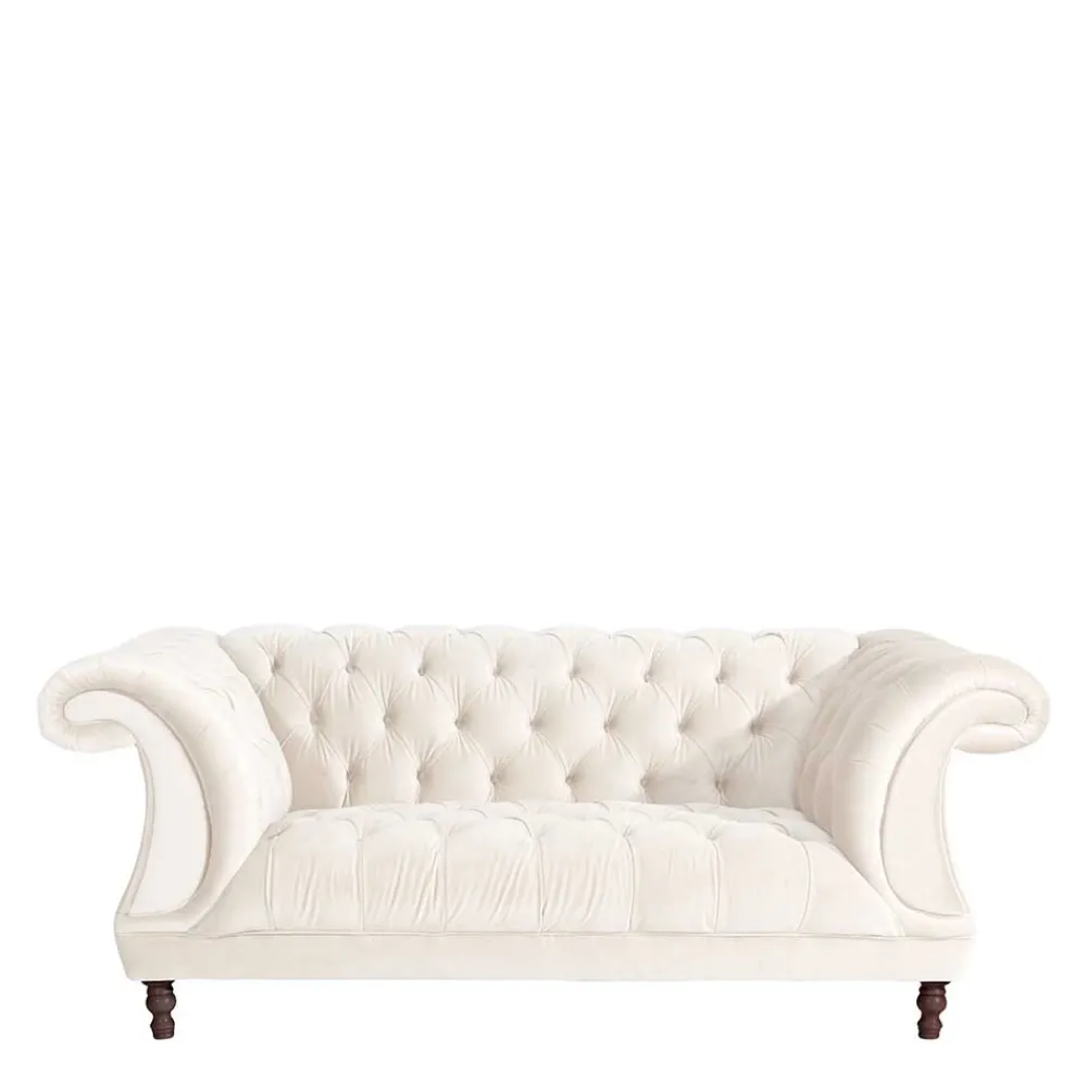 Wohnen Sofas<Samtvelours Wohnzimmer Zweisitzer in Creme - Leskan
