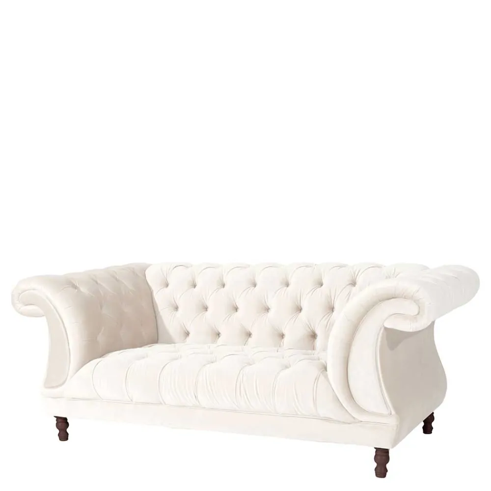 Wohnen Sofas<Samtvelours Wohnzimmer Zweisitzer in Creme - Leskan