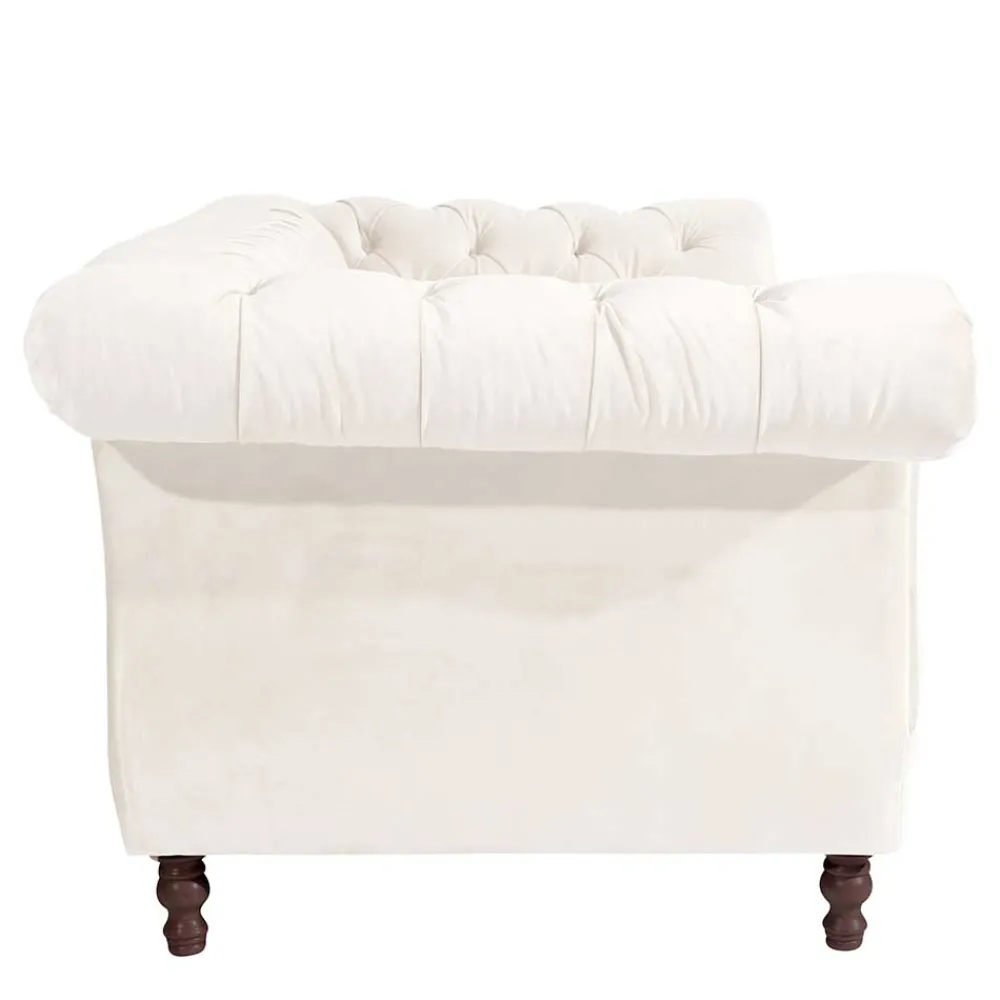 Wohnen Sofas<Samtvelours Wohnzimmer Zweisitzer in Creme - Leskan
